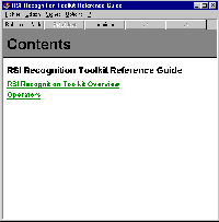 Recognition Toolkit help file screenshot