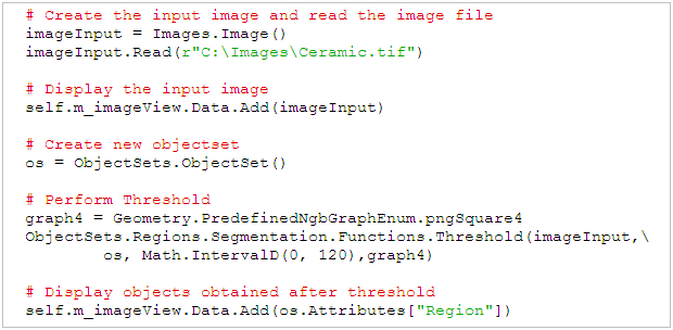 Exemple de code Python appelant des composants Aphelion