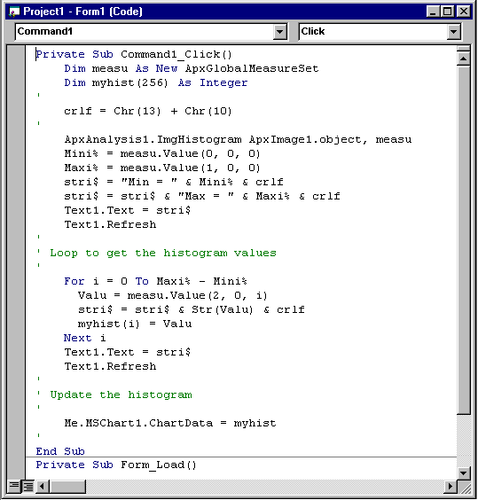 Source Code Histogram Section