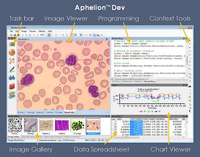 Graphical user interface of Aphelion Dev image processing software