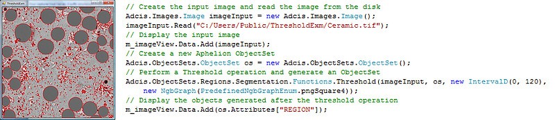 Example of C# code based on the Aphelion SDK
