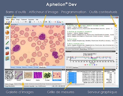 Graphical user interface of Aphelion Dev image processing software