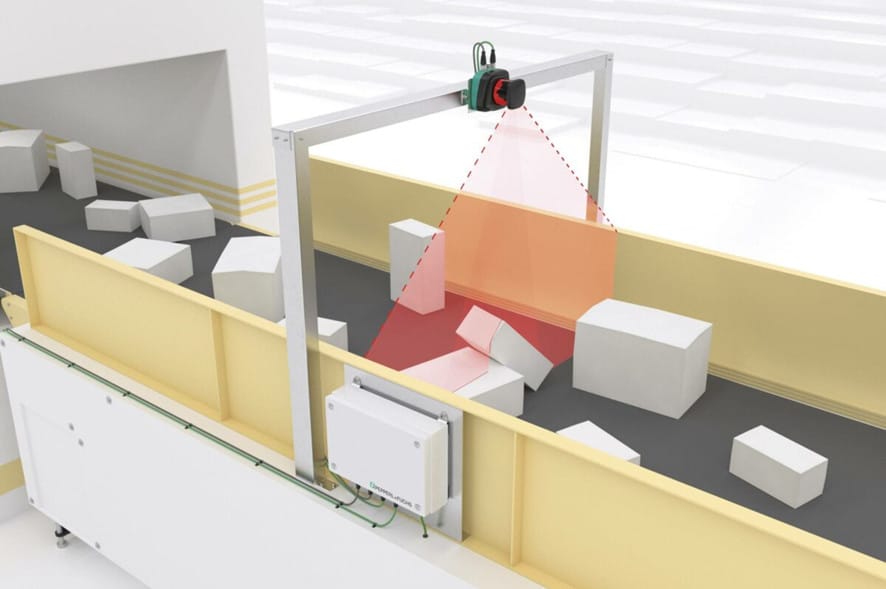 device for image analysis, processing and measurement on an industrial conveyor belt